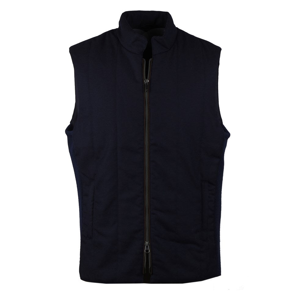 STENSTRÖMS NAVY WOOL/FLANEL RIB KNIT VEST – Hinges Hus