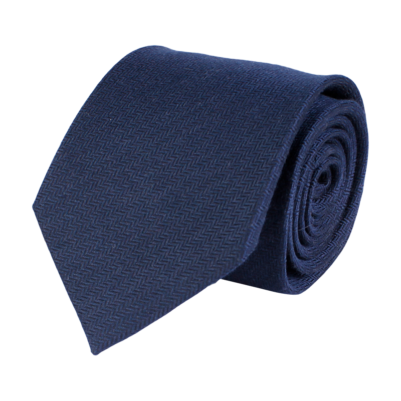 AMANDA CHRISTENSEN BLUE HERRINGBONE SILK/WOOL TIE